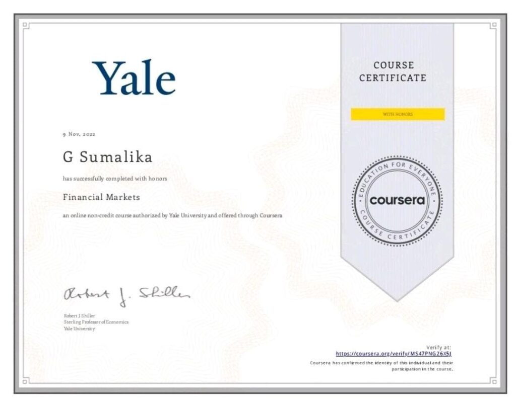 yale certificate